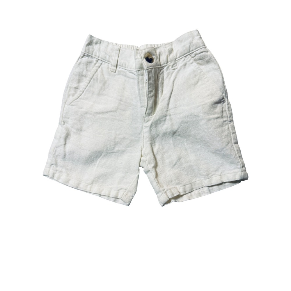 Janie and Jack Boy White Shorts Size 6-13 Months Elastic Waist Classic Linen
